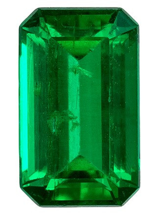 Green Emerald Gem, carats Emerald Cut in x mm size in