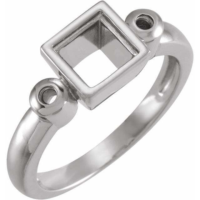 Accented Bezel Set Ring Mounting in Sterling Silver for Square