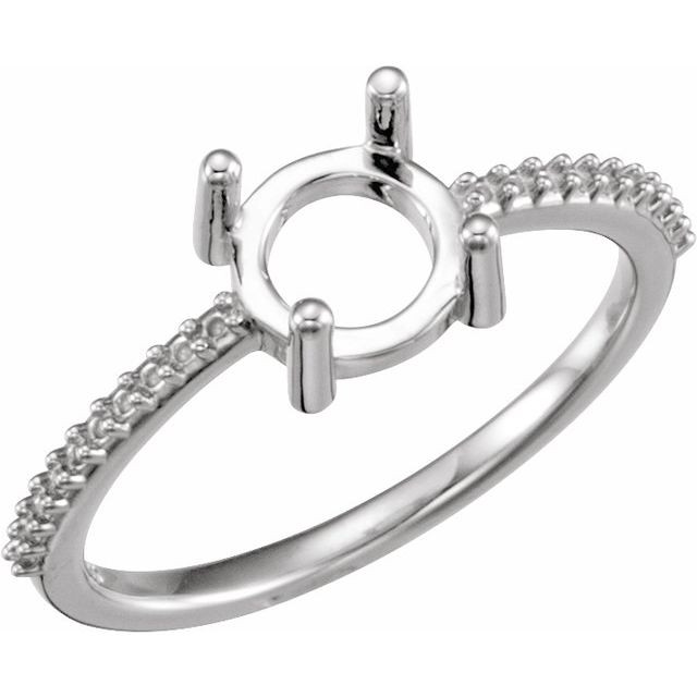 Accented Cabochon Ring Mounting in Sterling Silver for Round Stone