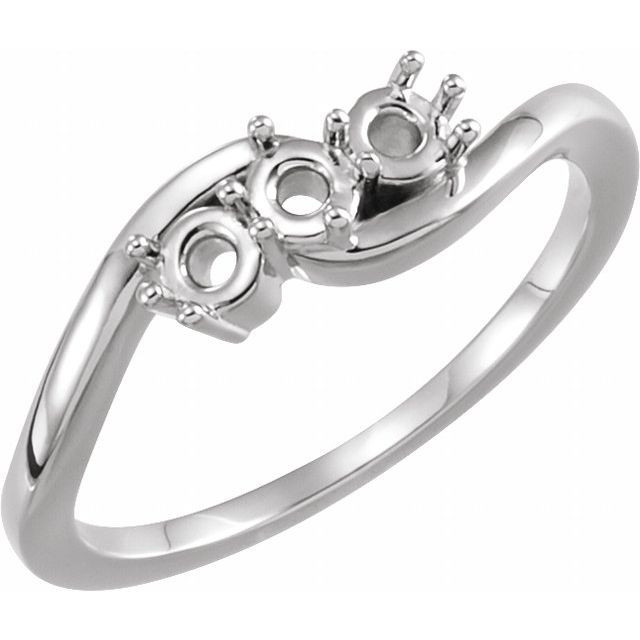 Three Stone Ring Mounting in Sterling Silver for Round Stone