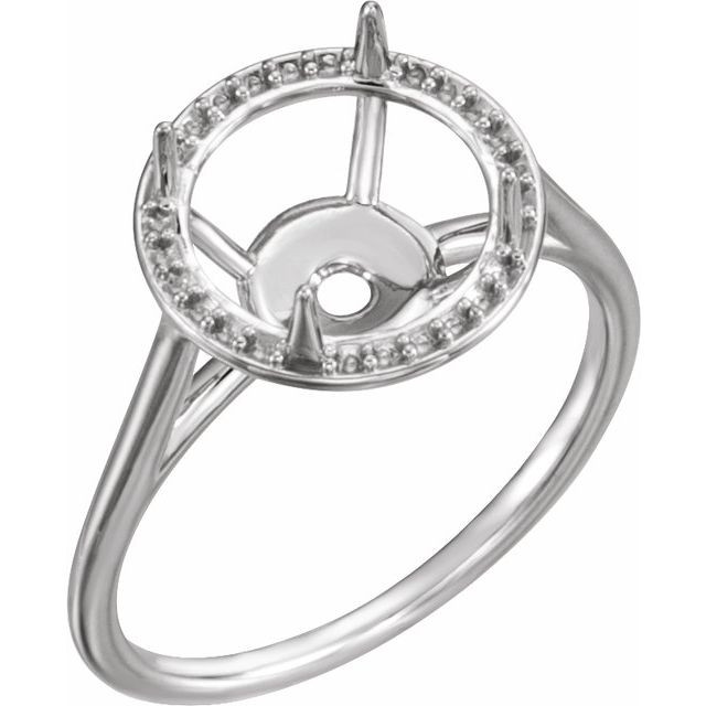 Halo Style Ring Mounting in Sterling Silver for Round Stone,