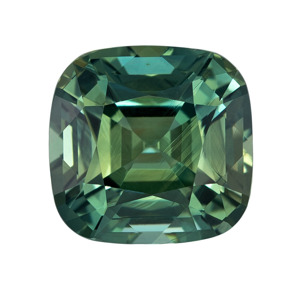 Carat Vivid Green Sapphire Ring Stone, Cushion Shape, x