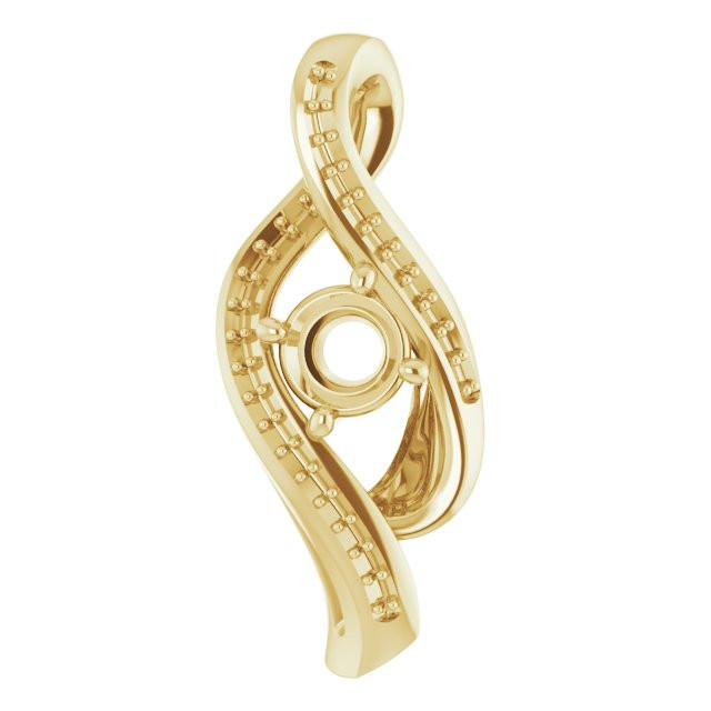 Freeform Pendant Mounting in 14 Karat Yellow Gold for Round Stone, grams