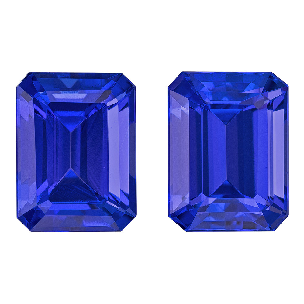 Stunning Pair of Tanzanite Gems in Octagon Shape, carats TW
