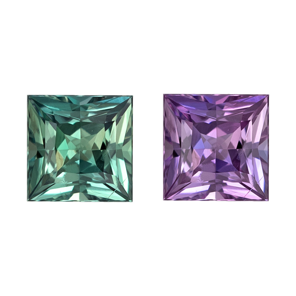 Carat Color Change Alexandrite Gemstone, Princess Cut, mm