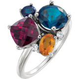 Multi Gem Colored Rings