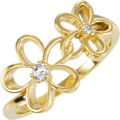 Buy 14 Karat Yellow Gold .07 Carat Diamond Floral Inspired Ring
