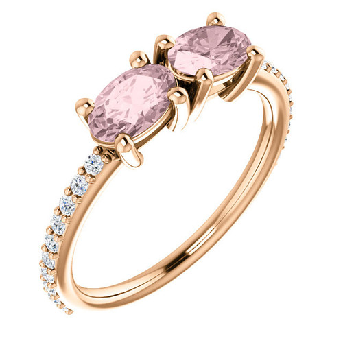 14 Karat Rose Gold Morganite and 0.20 Carat Diamond Ring