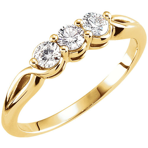 14 Karat Yellow Gold 0.50 Carat Diamond Three Stone Ring