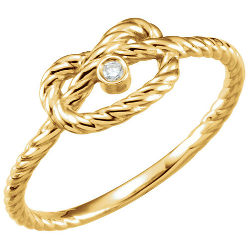 Buy 14 Karat Yellow Gold .025 Carat Diamond Rope Knot Ring Size 7