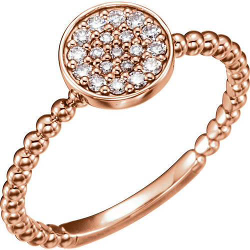 14 Karat Rose Gold 0.17 Carat Diamond Cluster Beaded Ring