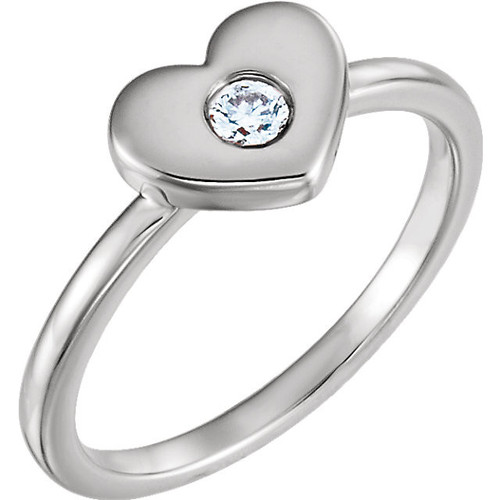 14 Karat White Gold .03 Carat Diamond Heart Ring