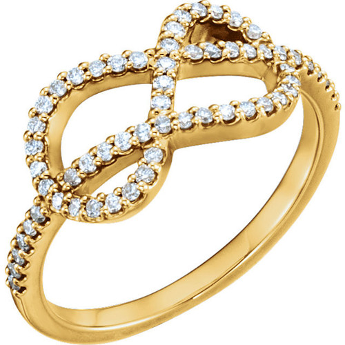 Genuine 14 Karat Yellow Gold 0.33 Carat Diamond Knot Ring