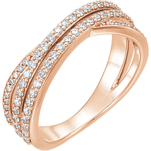 14 Karat Rose Gold 0.50 Carat Diamond Criss Cross Ring