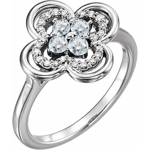 Platinum 0.33 Carat Diamond Clover Ring