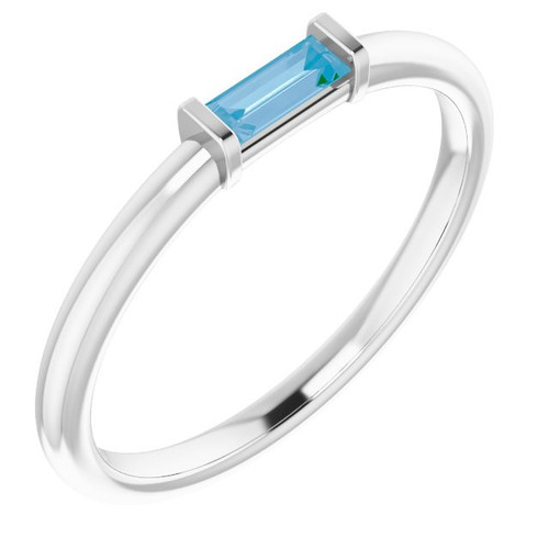 Blue Topaz in 14 Karat White Gold Swiss  Blue Topaz Stackable Ring