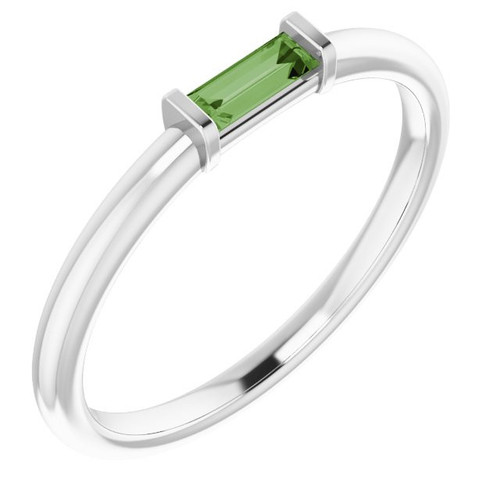 Pink Tourmaline in Platinum Green Tourmaline Stackable Ring