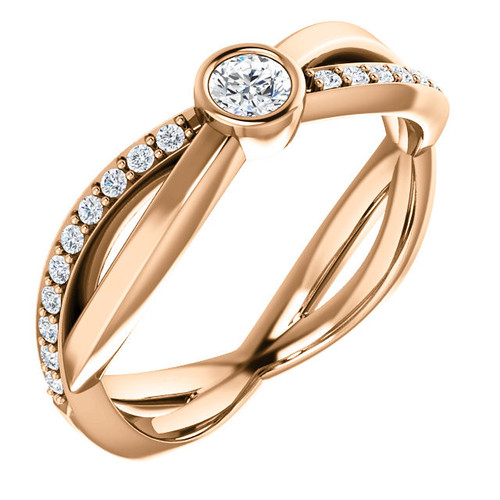 Genuine 14 Karat Rose Gold 3.4mm Round 0.33 Carat Diamondfinity-Inspired Ring