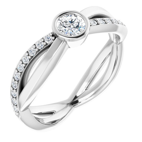 Genuine Diamond Ring in Sterling Silver 4.1 mm Round 3/8 Carat Diamond Infinity-Inspired Ring