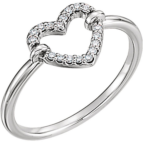 14 Karat White Gold .08 Carat Diamond Heart Ring