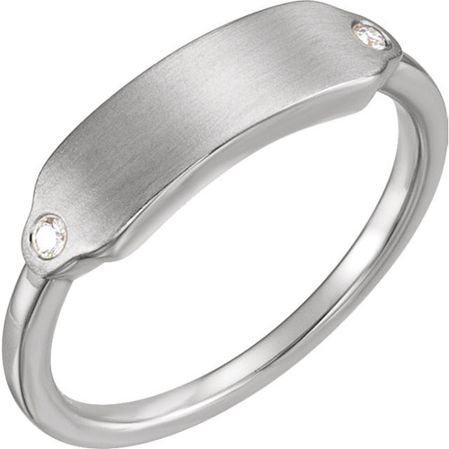 Shop 14 Karat White Gold .03 Carat Diamond Signet Ring