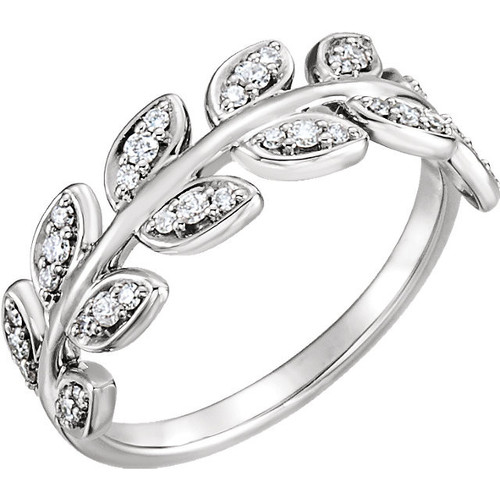 Buy 14 Karat White Gold 0.25 Carat Diamond Leaf Ring