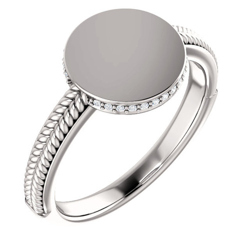 Platinum .07 Carat Diamond Ladies Signet Ring