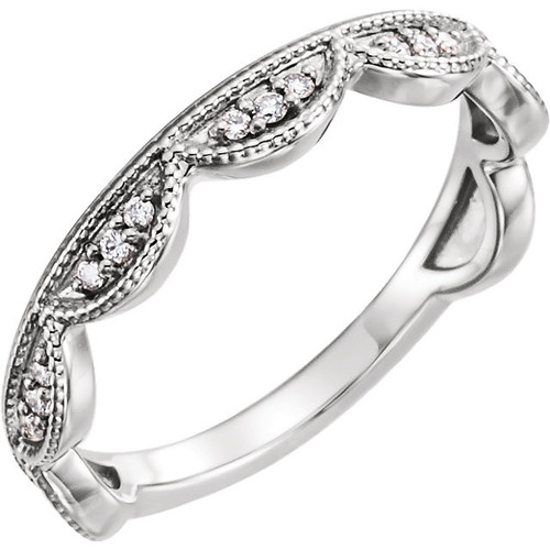Genuine  Platinum 0.12 Carat Diamond Stackable Ring