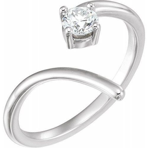 Genuine Diamond set in 14 Karat White Gold 0.25 Carat Diamond Negative Space Ring