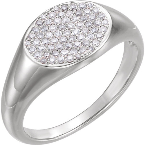 Platinum 0.33 Carat Round  Diamond Pave Ring