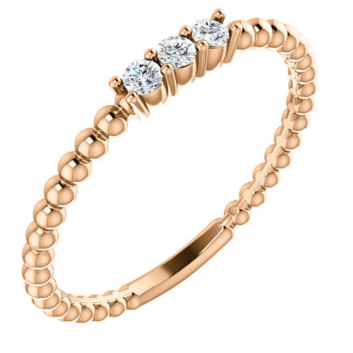 14 Karat Rose Gold 0.10 Carat Diamond Beaded Ring