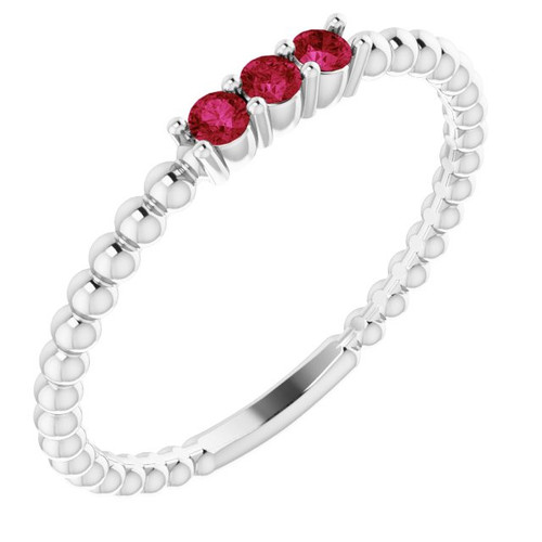 Ruby Platinum Ruby Beaded Ring