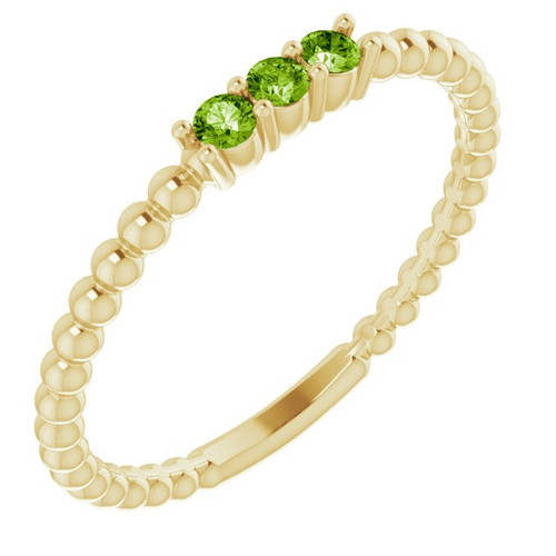 Peridot in 14 Karat Yellow Gold Peridot Beaded Ring