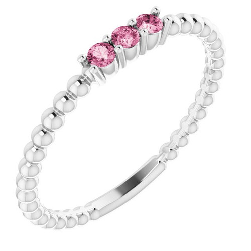 Pink Tourmaline in 14 Karat White Gold Pink Tourmaline Beaded Ring