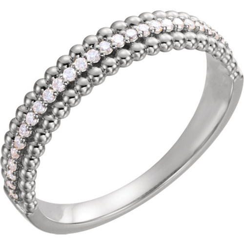 Platinum 0.17 Carat Diamond Beaded Ring