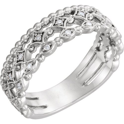 Sterling Silver 0.12 Carat Stackable Diamond Ring