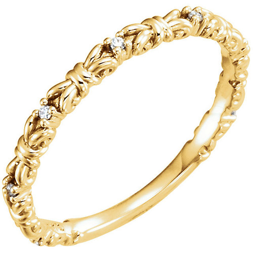 14 Karat Yellow Gold .04 Carat Diamond Stackable Ring