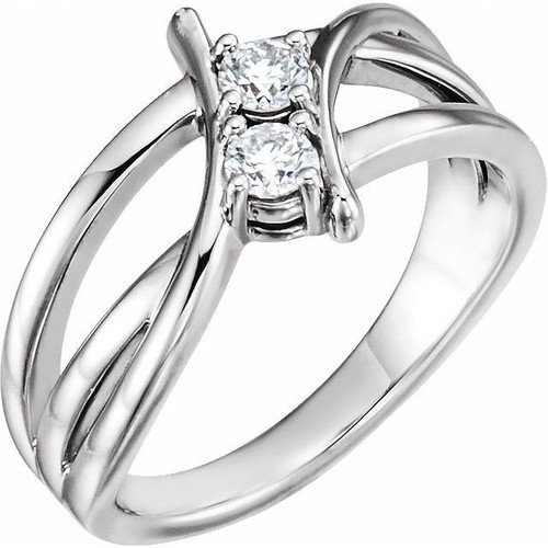 Real Diamond Ring in Platinum 0.50 Carat Diamond 2 Stone Ring