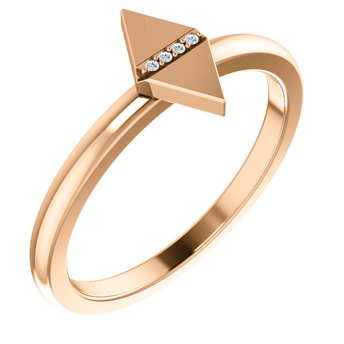 14 Karat Rose Gold .01 Carat Diamond Geometric Ring