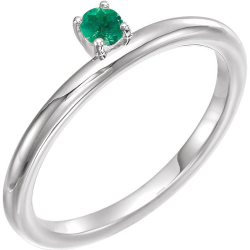 14 Karat White Gold Emerald Stackable Ring