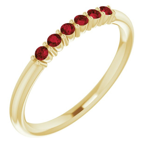 Red Garnet Ring in 14 Karat Yellow Gold Mozambique Garnet Stackable Ring