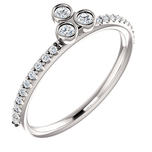 Platinum 0.20 Carat Diamond 3 Stone Asymmetrical Stackable Ring