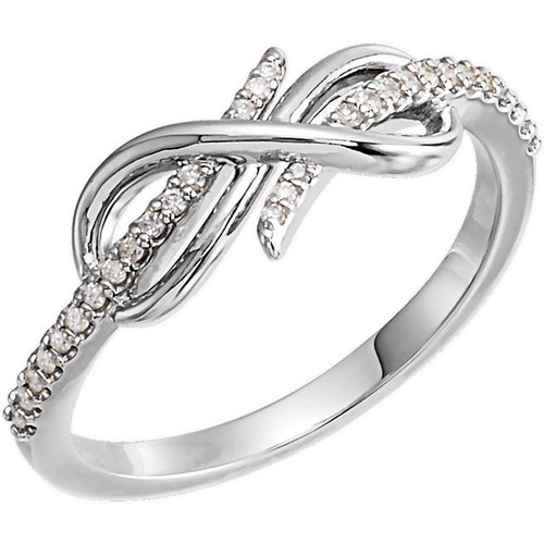 14 Karat White Gold 0.12 Carat Diamond Infinity Inspired Ring