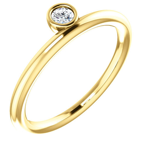 14 Karat Yellow Gold 0.10 Carat Diamond Asymmetrical Stackable Ring
