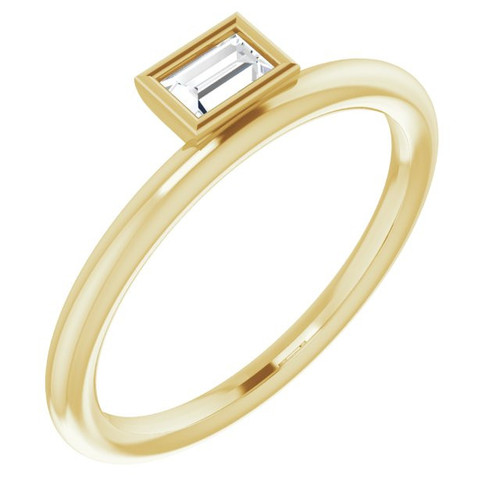 White Diamond Ring in 14 Karat Yellow Gold 1/6 Carat Diamond Asymmetrical Stackable Ring 
