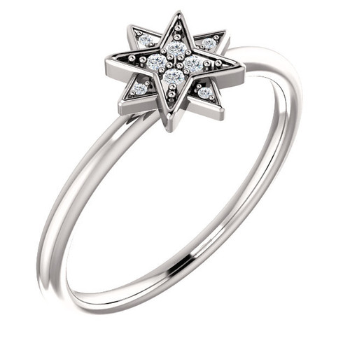 Platinum .04 Carat Diamond Star Ring