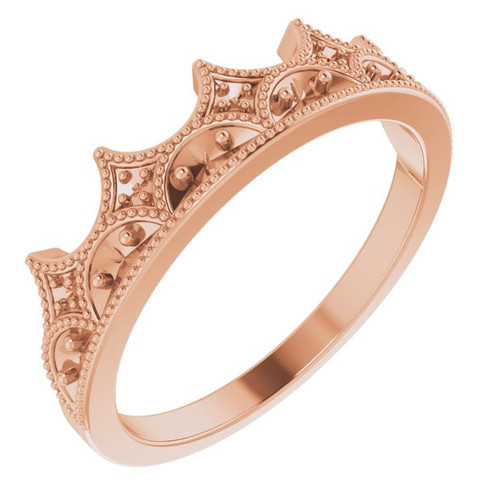 White Diamond Ring in 14 Karat Rose Gold 0.12 Carat Diamond Crown Ring 