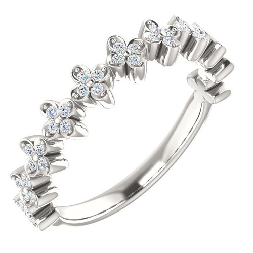 Sterling Silver 0.20 Carat Diamond Stackable Clover Ring