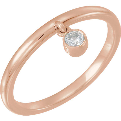 14 Karat Rose Gold 0.10 Carat Round  Diamond Fringe Ring