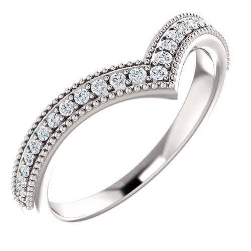 Platinum 0.17 Carat Diamond Stackable V Ring